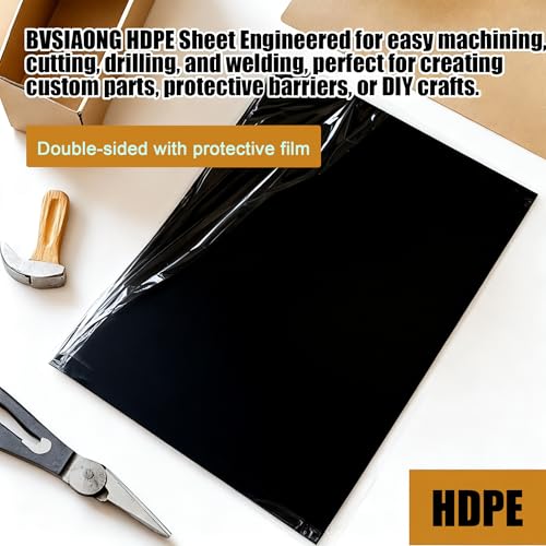 HDPE Sheet 1/4-24" x 48" High Density Polyethylene Sheets with Protective Film 1/4 Thick HDPE Plastic Sheet Board Solid Plastic Block for Flat Panel DIY Projects Machining Home (Black) - color: Black, size: 24“x48"x1/4"