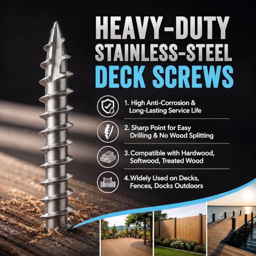 #10x2-1/2 inch Stainless Steel Deck Screws 240 PCS Wood Screws with T25 Bit - size: #10*2-1/2"-240pcs