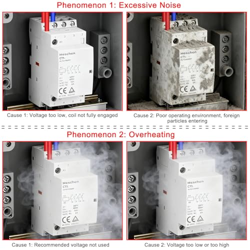 Heschen Household AC Contactor, CT1-25, Ie 25A, 4-Pole Four Normally Open, AC 24V Coil Voltage, 35mm DIN Rail Mount