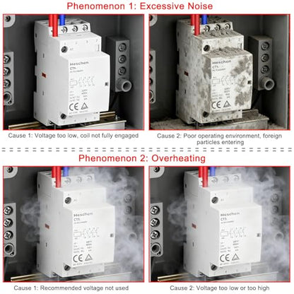 Heschen Household AC Contactor, CT1-25, Ie 25A, 4-Pole Four Normally Open, AC 24V Coil Voltage, 35mm DIN Rail Mount