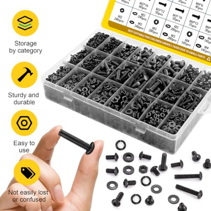2640PCS M2 M3 M4 M5 Metric Socket Button Head Screws Assortment Kit - size: M2M3M4M5 2640pcs