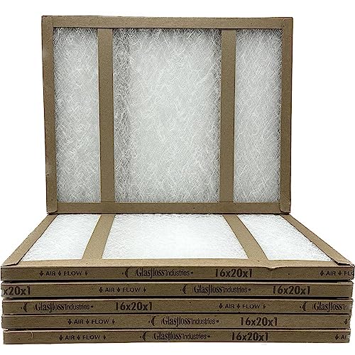 16x20x1 Fiberglass Air Filters, 6-Pack, AC & Furnace, Glasfloss - size: 16x20x1
