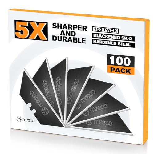 M MEEPO Utility Knife Blades, Never Rust, Blackened SK-2 Steel, 100-Pack - size: Blackened 100-Pack
