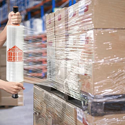 JARLINK Stretch Film, 15" x 1000' Shrink Pallet Wrap W/Handles, 60 Gauge - size: 4 Pack, style: Orange Handles