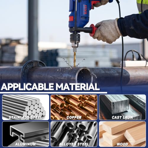 SALI Cobalt Drill Bit Set,10 Pack 1/4 Inch High Speed Steel Hex Shank Jobber Drill Bits, for Hardwood, Aluminum,Metal,Copper,Alloyed Steel - size: 1/4 in