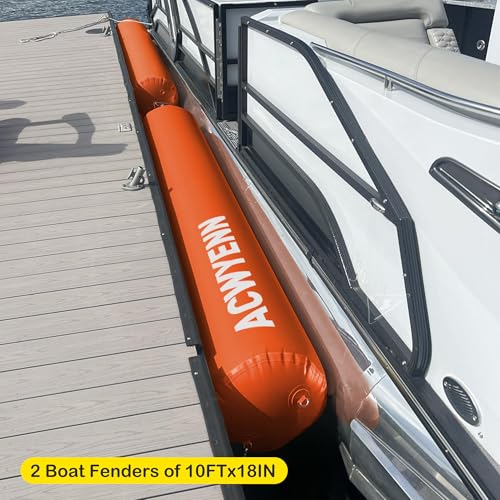 Inflatable Large Boat Dock Bumpers and Fenders for Docking - size: 10'x18" Orange