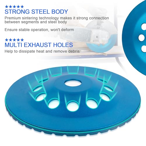 Diamond Concrete Grinding Cup Wheels 180mm 7" Turbo Row Segment, Fits 7/8" Arbor, Shaping Polishing Cleaning Concrete Masonry Marble Granite Brick - style: 7" Turbo Row