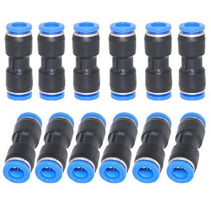 Beduan Push to Connect Fitting, 5/32" Tube OD Pneumatic Quick Adapter Tubing Air Hose Line Pipe Fitting (Pack of 12) - size: 4mm (12Pcs)