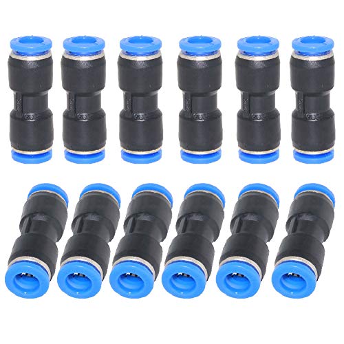 Beduan Push to Connect Fitting, 5/32" Tube OD Pneumatic Quick Adapter Tubing Air Hose Line Pipe Fitting (Pack of 12) - size: 4mm (12Pcs)