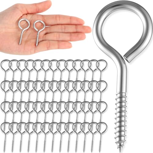 50 Pcs 304 Stainless Steel Screw Eye Hooks, M4-2 Inch - size: M4-2 Inch