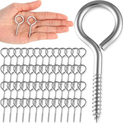50 Pcs 304 Stainless Steel Screw Eye Hooks, M4-2 Inch - size: M4-2 Inch