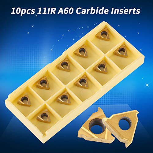 10pcs Carbide Lathe Threading Inserts 11IR A60 CNC Turning Blades for Tool Holder Replacement and Hardened Steel Cutting