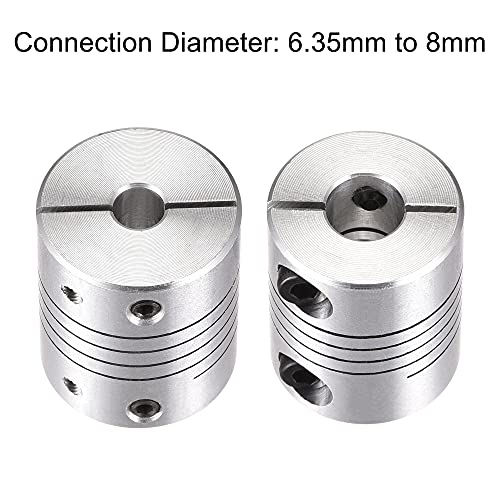 uxcell 2PCS Motor Shaft 6.35mm to 8mm Helical Beam Coupler Coupling 25mm Dia 30mm Long - size: 6.35mm to 8mm