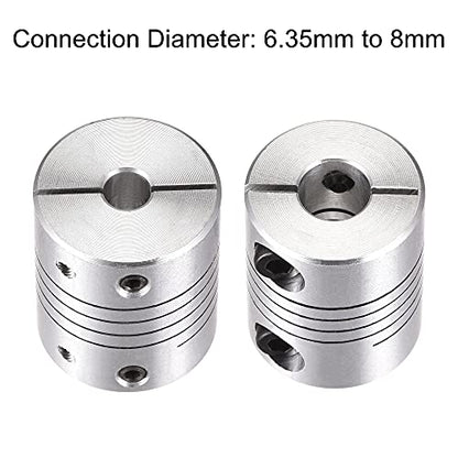 uxcell 2PCS Motor Shaft 6.35mm to 8mm Helical Beam Coupler Coupling 25mm Dia 30mm Long - size: 6.35mm to 8mm