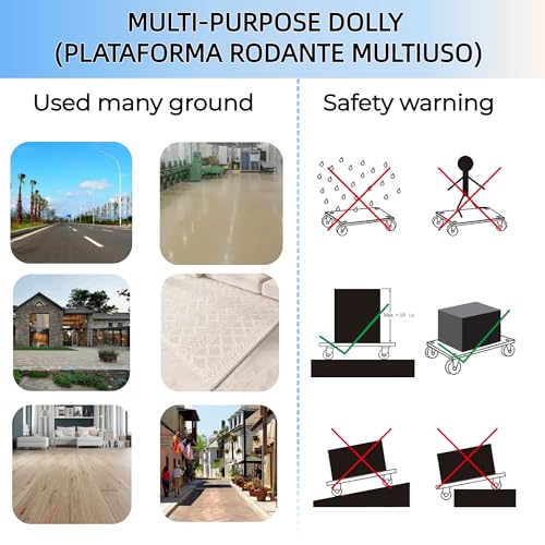 Furniture Moving Dolly Wood Platform Dolly 2 Packs, 17.32 x 9.06 inch, 882 lbs Capacity Heavy Duty Wood Dollies cart with Wheels, Movers Carrier with 4 Soft Rubber Silent Wheels - size: Mini Rectangle Dolly with Rubber Wheels