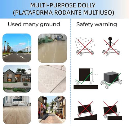 Furniture Moving Dolly Wood Platform Dolly 2 Packs, 17.32 x 9.06 inch, 882 lbs Capacity Heavy Duty Wood Dollies cart with Wheels, Movers Carrier with 4 Soft Rubber Silent Wheels - size: Mini Rectangle Dolly with Rubber Wheels