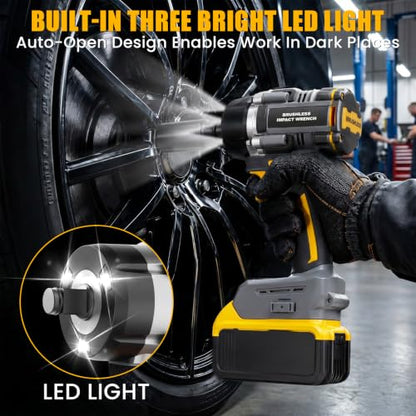 1/2" Cordless Impact Wrench 750 Ft-lbs Compatible with DeWalt 20V Battery