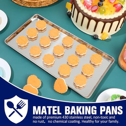 Mimorou 12 Pcs Stainless Steel Baking Sheet Cookie Pans, 13.5 x 8.4 Inches - size: 13.5 x 8.4 inches