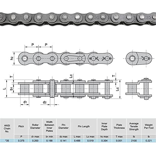 YOXUFA #35 Roller Chain for Mini Bike Coleman CT100U CC100X Baja Doodle Bug Dirt Bug Racer DB30 Motovox MBX10 MBX11 MMB80 Predator 79cc 97cc 100cc Engine Powersports Parts 140 Links Drive Chain - size: 140 Links