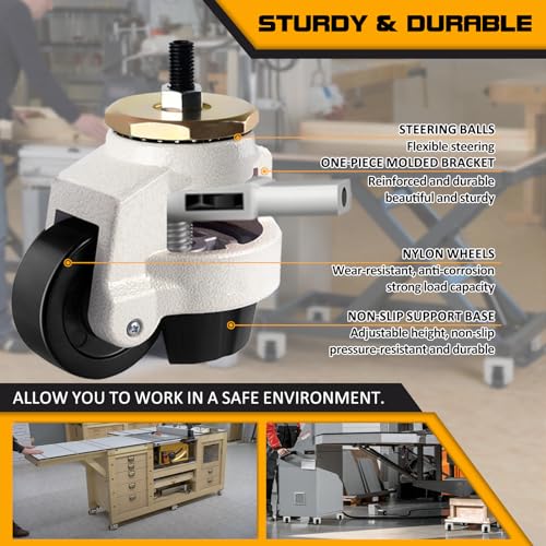 Heavy Duty Wheels, Leveling Stem Casters 2200 Lbs Total Capacity - size: 2 INCH