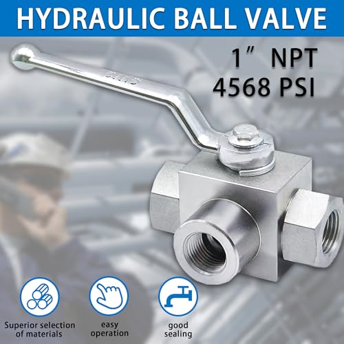 TieMin High Pressure Hydraulic Ball Valve 1 Inch 4568 PSI (315bar) High Pressure, Shut-Off 3 Way Hydraulic Ball Valve KHB3K 1" NPT - color: 1" NPT, size: 3-Way