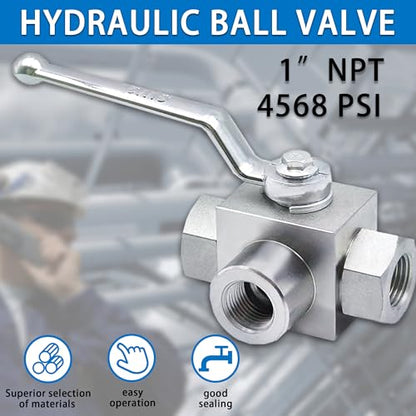 TieMin High Pressure Hydraulic Ball Valve 1 Inch 4568 PSI (315bar) High Pressure, Shut-Off 3 Way Hydraulic Ball Valve KHB3K 1" NPT - color: 1" NPT, size: 3-Way