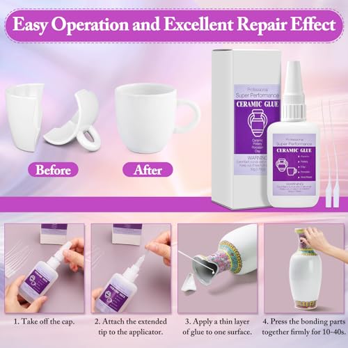 50g Ceramic Glue with Nozzle, Instant Strong Adhesive Glue Fast Drying Super Glue Gel for Porcelain Pottery Repair Bonding Ceramic Clay Vase Tiles DIY Crafts - style: 50g Ceramic Glue