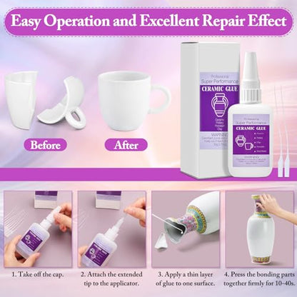 50g Ceramic Glue with Nozzle, Instant Strong Adhesive Glue Fast Drying Super Glue Gel for Porcelain Pottery Repair Bonding Ceramic Clay Vase Tiles DIY Crafts - style: 50g Ceramic Glue