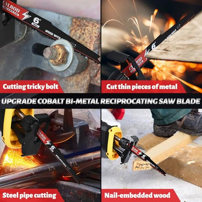25 Pack 6 in 6/12 TPI Reciprocating Saw Blades for Sawzall Blades Metal Cutting,M42 Steel Cobalt Bi-Metal Blades for Nail-Embedded Wood Cutting,Stud Cutting Replace for Milwaukee for Diablo Blade - size: 6 inch, style: 6/12 TPI Set