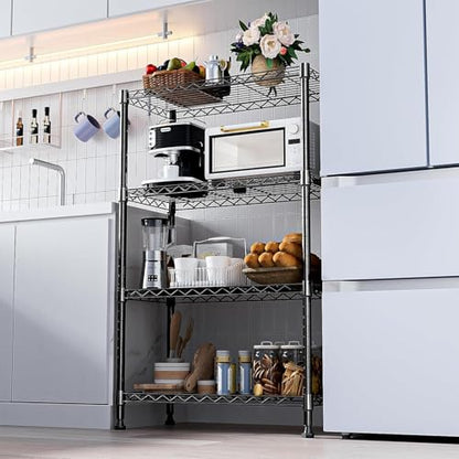 Storage Shelves - 4 Tier Metal Shelving Unit, 14" D × 36" W × 54" H - color: Black, size: 14"D X 36"W x 54"H, 4 Tier