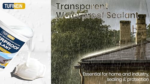 Waterproof Sealant 5 Gallon Clear, TUFINEIN Transparent Waterproof Coating Water-Based Invisible Agent Roofs, Walls, Garden, Terraces Indoor & Outdoor - size: 5 Gal