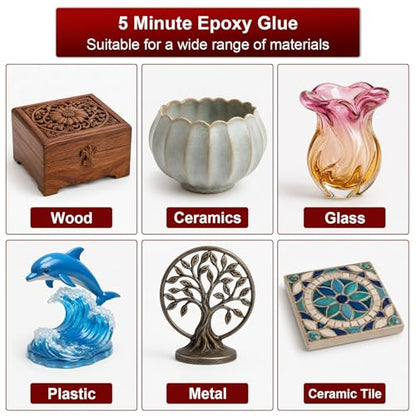 5 Minute Epoxy Glue 250ml, Clear High Strength Tough Durable