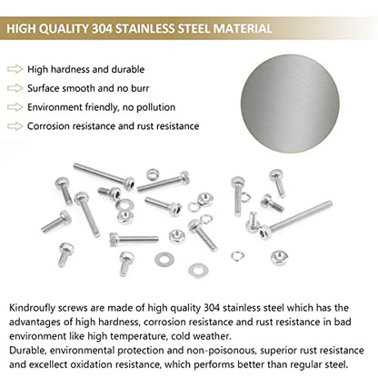 562 Pieces M2 x 4/6 /8/10 /12/16 /20mm Hex Socket Head Cap Screws Nuts Washers Assortment Kit, 304 Stainless Steel, Fully Machine Thread - size: M2, style: Socket Head