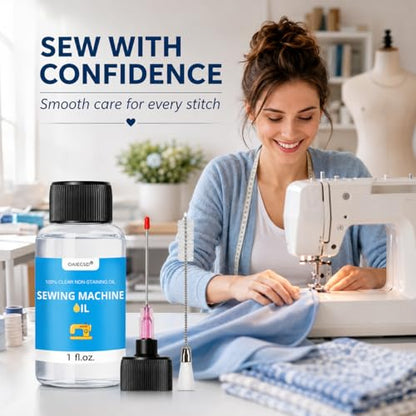 1oz Fine Light Sewing Machine Oil Cleaning Kit w/ 1.5" Needle Tip & Brush - size: 1oz