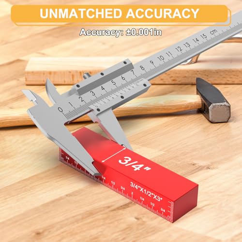 Setup Blocks Woodworking, Setup Blocks Height Gauge Set, 16 PCS Setup Blocks with Set Up Blocks for Woodworking, Case, Square Ruler, Aluminum Setup Bars for Router and Table Saw Accessories