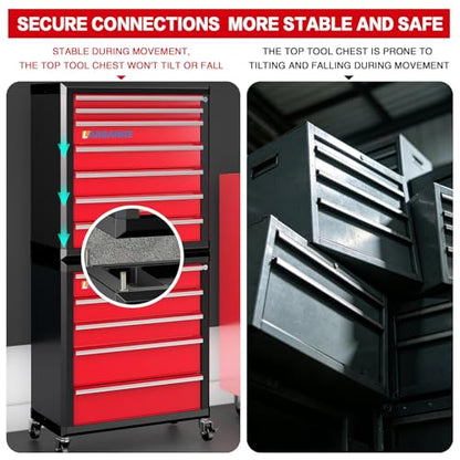LARBANKE 5 Drawer Rolling Tool Chest with Wheels,Lockable Tool Cabinet,Red - color: Red, size: 5 drawer tool chest