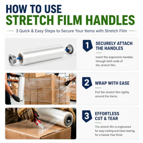 Stretch Film Shrink Wrap 17" x 1500 FT, 2 Rolls, 80 Gauge - size: 17IN-Clear-2 Rolls