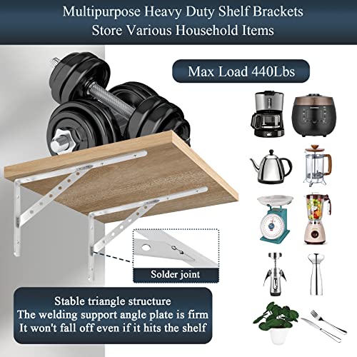 Solid Shelf Brackets 16 Inch, L Brackets Heavy Duty Shelf Brackets - size: 16"(Solid Brackets-Silver)