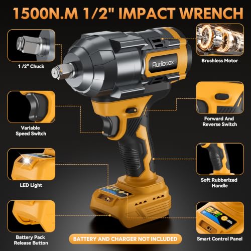 Impact Wrench Compatible with DeWalt Battery -1107Ft-lbs(1500N.m)