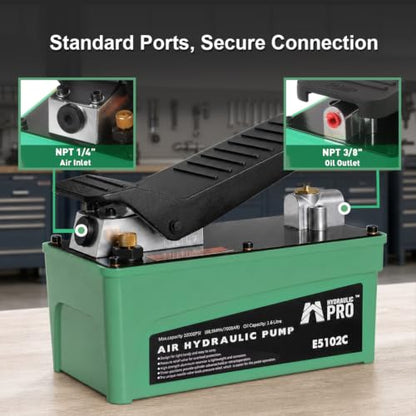 Air Hydraulic Pump, 10000 PSI High Pressure Output, Foot Pedal Pump, Green - color: Green