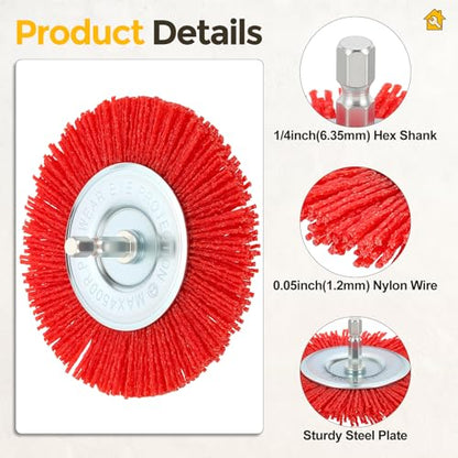 8pcs Wire Brush for Drill Kit, 1/4in Shank, Nylon, 80-240 Grit
