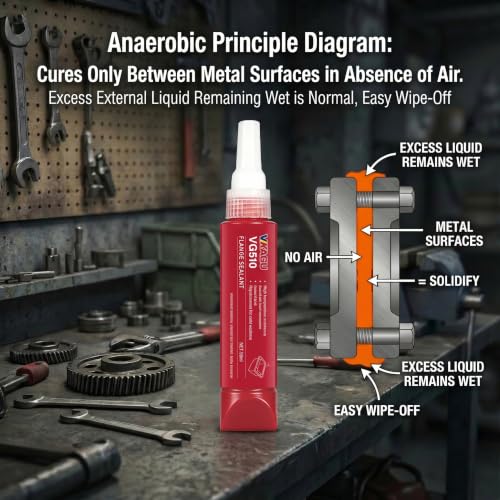 VG510 Anaerobic Flange Sealant & High Temp Gasket Maker, Replaces Solid Washers for Rigid Machined Metal, Instant Seal, 50ml (1.69 fl oz), 2 Pack - style: 50ml-2 Pack