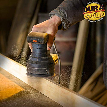 Dura-Gold 5" Gold Sanding Discs, 80 Grit, Box of 50, 9 Hole Pattern, H & L - size: 80-Grit