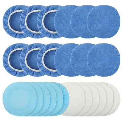 24 Pcs Car Buffing Pads 5-6 Inch Bonnet Set for Polishing Waxing