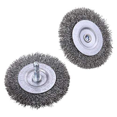 6 Pack Wire Wheel Brush for Drill - 1/4 Inch Hex Shank, Coarse Carbon Steel Crimped Wire Wheel for Cleaning Rust - style: 6 Pcs wire wheel