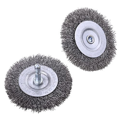 6 Pack Wire Wheel Brush for Drill - 1/4 Inch Hex Shank, Coarse Carbon Steel Crimped Wire Wheel for Cleaning Rust - style: 6 Pcs wire wheel