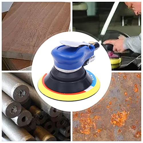 6" Random Orbit Air Sanders, 10,000 RPM Orbital Sander for Auto Body, Heavy Duty Dual Action Pneumatic Palm Sander Adjustable Speed Hand Sanding Pneumatic Polisher for Wood Metal Autobody Work