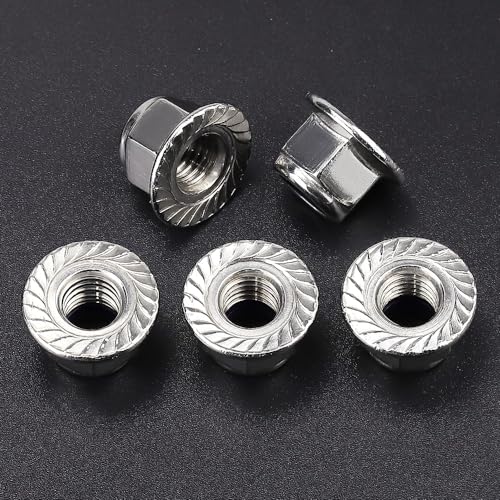 M6-1.0 (50 Pack) Hex Flange Locknuts, Serrated Flange Washer, Stainless Steel 304 (18/8) - size: M6-1