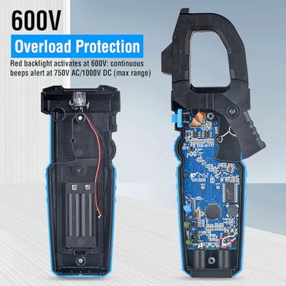 Digital Clamp Meter Multimeter with Inrush | AC DC Current Amp Meter,1000A True RMS,6000 Counts,VFD, LOZ Mode, Voltmeter, Continuity Tester Capacitor, Measures Current Voltage Temperature