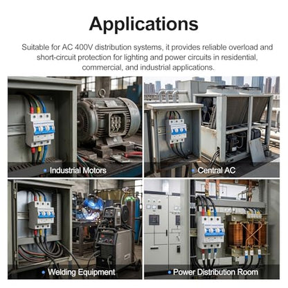 BAOMAIN 2P 20A C-Type MCB,TUV Certified 400VAC 10Kv for AC Home Circuits